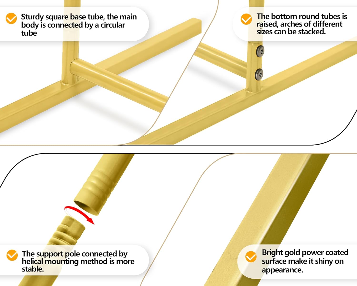 Arch Backdrop Stand Set of 3 Gold Wedding Arches for Ceremony Bridal Arch Stand 7.2FT & 6.6FT & 6FT Garden Arbor Frame for Wedding Birthday Party Baby Shower Photo Booth Background Decor